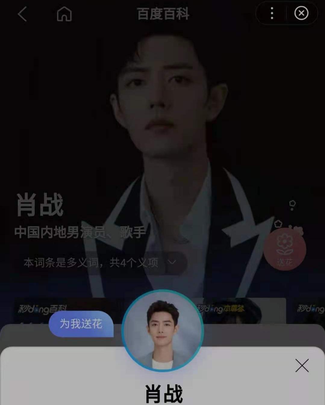 肖战百度百科送花（百度送花送不了怎么办）(图3)
