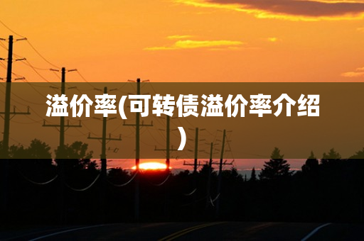 溢价率(可转债溢价率介绍)