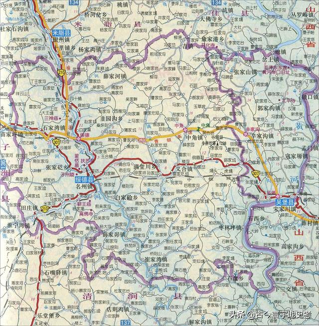 陕西省地图介绍简略（陕西省各市县地图）(99)