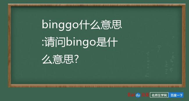 binggo什么意思（binggo解释）