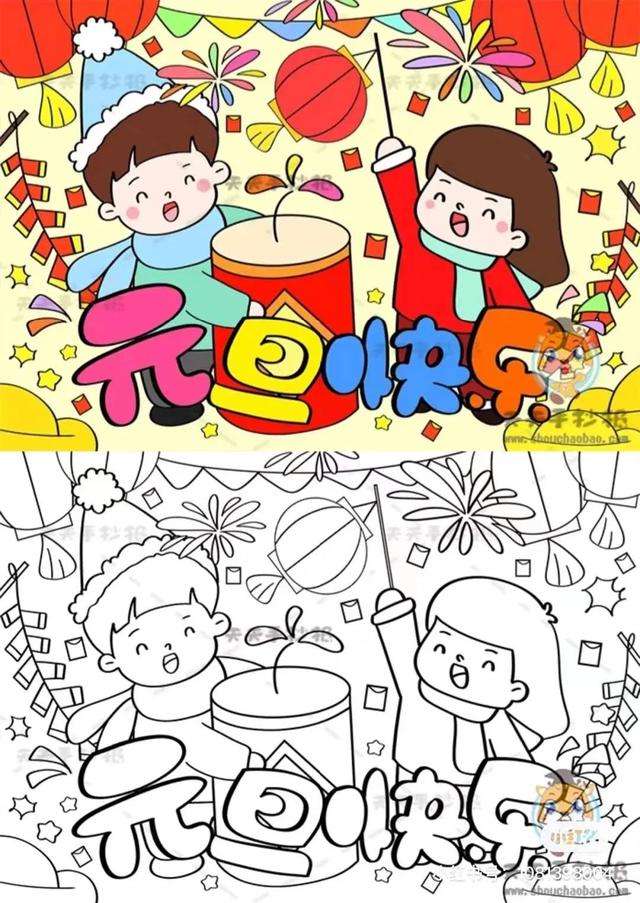 简单而又漂亮的元旦画（60张童趣十足的元旦）(24)