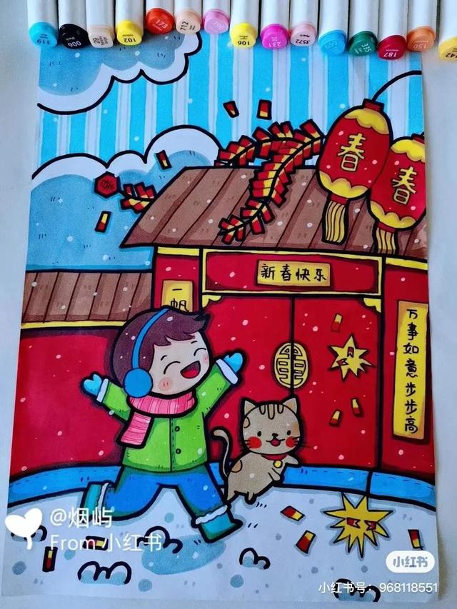 简单而又漂亮的元旦画（60张童趣十足的元旦）(48)