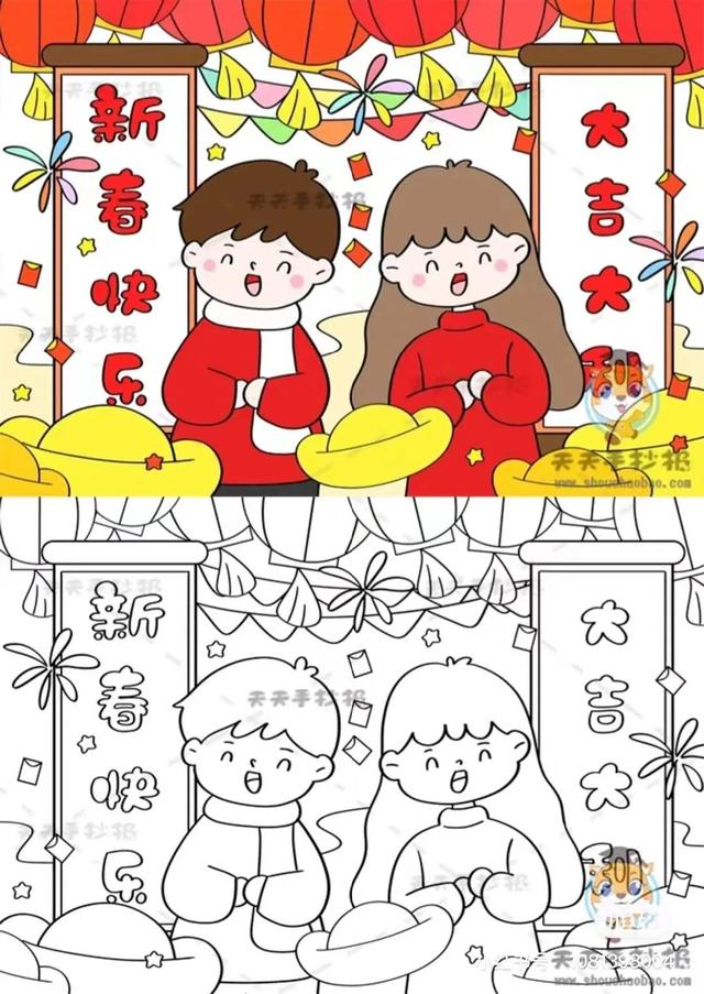 简单而又漂亮的元旦画（60张童趣十足的元旦）(25)