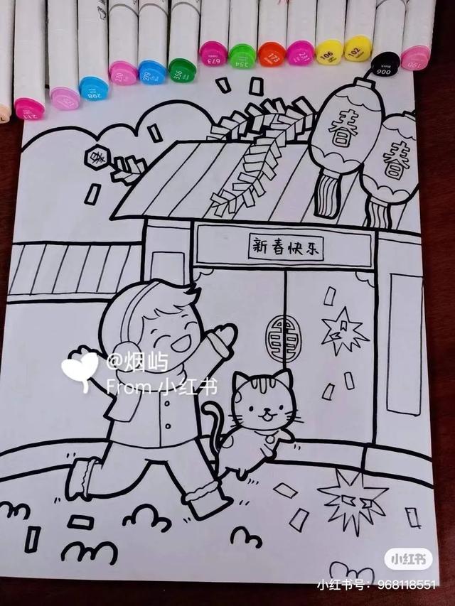 简单而又漂亮的元旦画（60张童趣十足的元旦）(46)