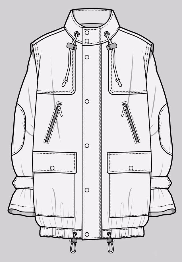 服装平面款式图画法（款式设计服装款式图正背面）(51)