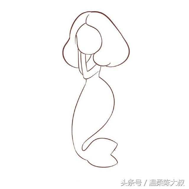 美人鱼怎么画简笔画又漂亮又可爱（一步一步教你画美人鱼）(5)