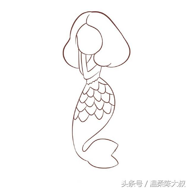 美人鱼怎么画简笔画又漂亮又可爱（一步一步教你画美人鱼）(6)