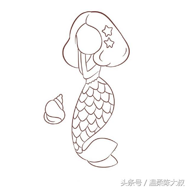 美人鱼怎么画简笔画又漂亮又可爱（一步一步教你画美人鱼）(7)