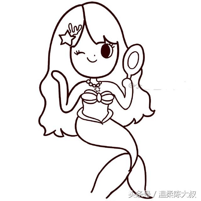 美人鱼怎么画简笔画又漂亮又可爱（一步一步教你画美人鱼）(14)