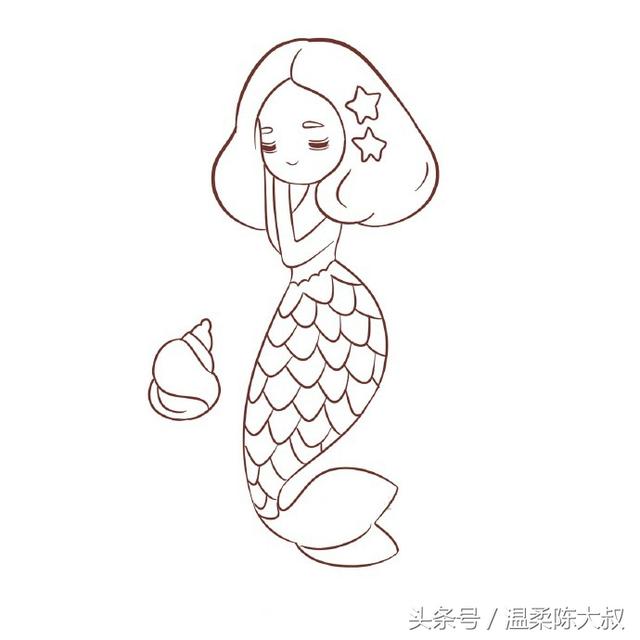 美人鱼怎么画简笔画又漂亮又可爱（一步一步教你画美人鱼）(8)