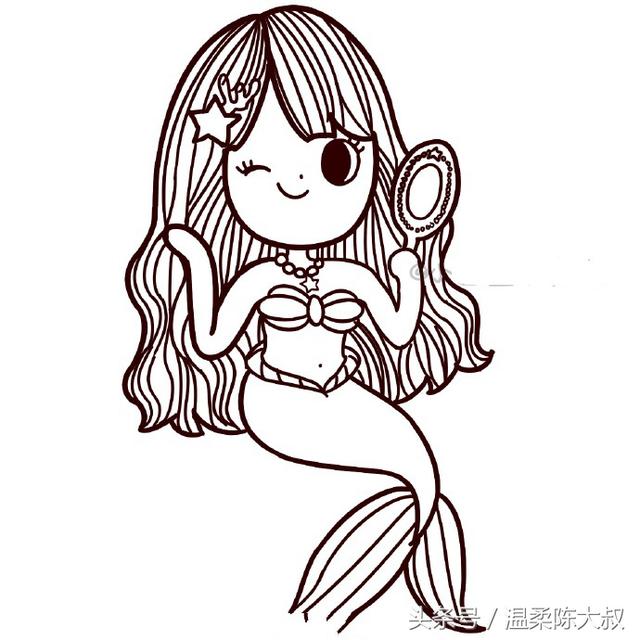 美人鱼怎么画简笔画又漂亮又可爱（一步一步教你画美人鱼）(16)