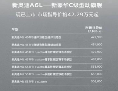 ​全新奥迪a6l外观大方有面（提供两种前脸设计）