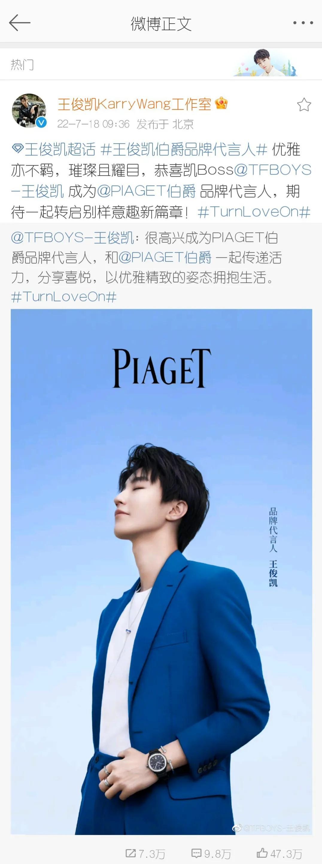 王俊凯代言的品牌有哪些(王俊凯代言的高奢品牌)  第3张