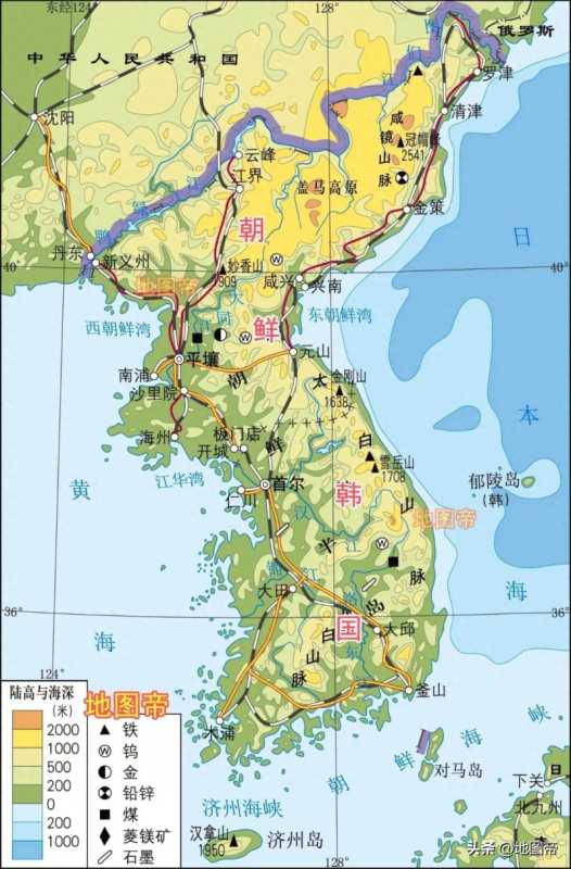 朝鲜地图(中国有哪八个海上邻国？)