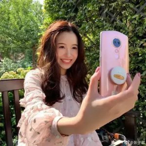 ​张子萱：薄纱粉裙漫步花丛甜美迷人高清写真