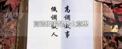 ​什么是高调做事 高调做事什么意思