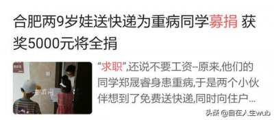 ​合肥俩九岁小学生，用免费送快递的方式为身患重病的同校学生捐款，你怎么看