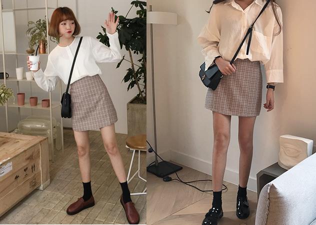 女生格纹穿搭图片 格纹衣服搭配图片