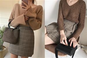 女生格纹穿搭图片 格纹衣服搭配图片