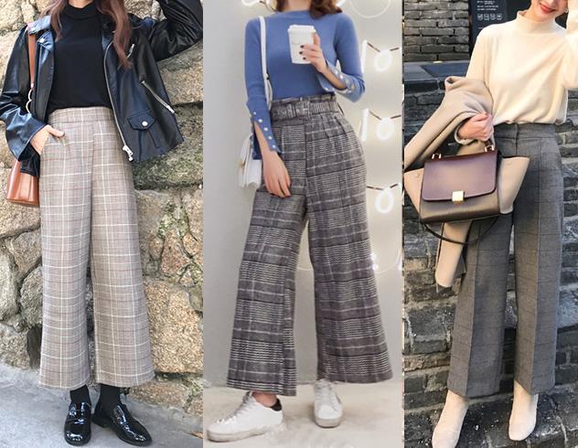 女生格纹穿搭图片 格纹衣服搭配图片