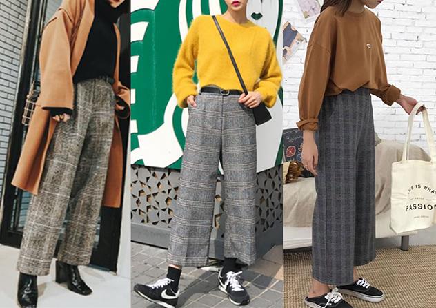 女生格纹穿搭图片 格纹衣服搭配图片